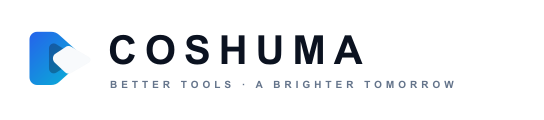 COSHUMA dark wordmark on white, with the tagline Better Tools. A Brighter Tomorrow.