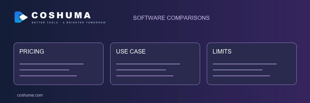 COSHUMA comparison guide highlighting software prices, use cases and limitations.