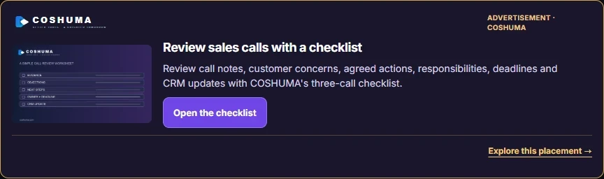 Actual COSHUMA house advertisement on the guide page.